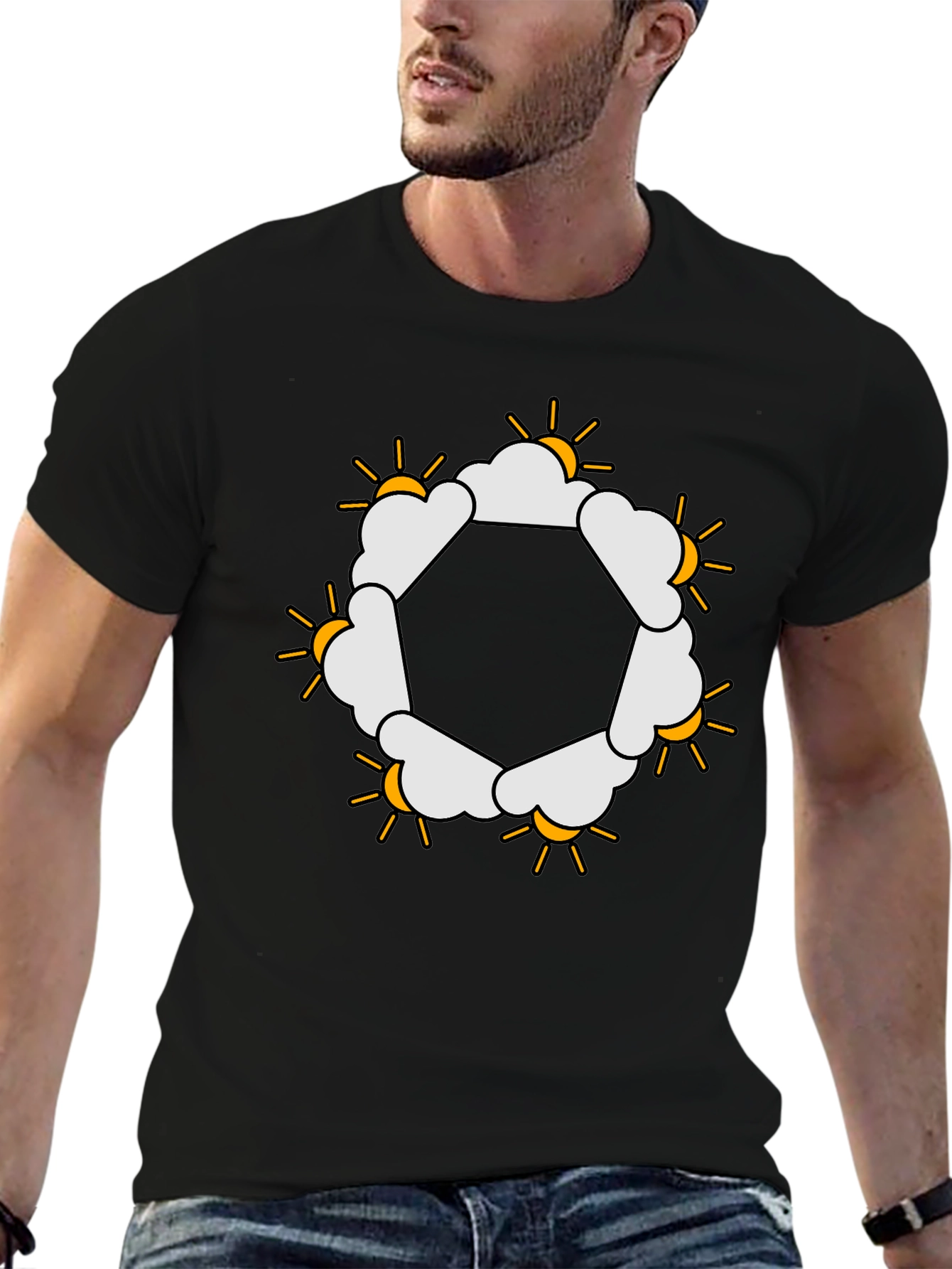 Sun & Clouds Hexagon Graphic Tee