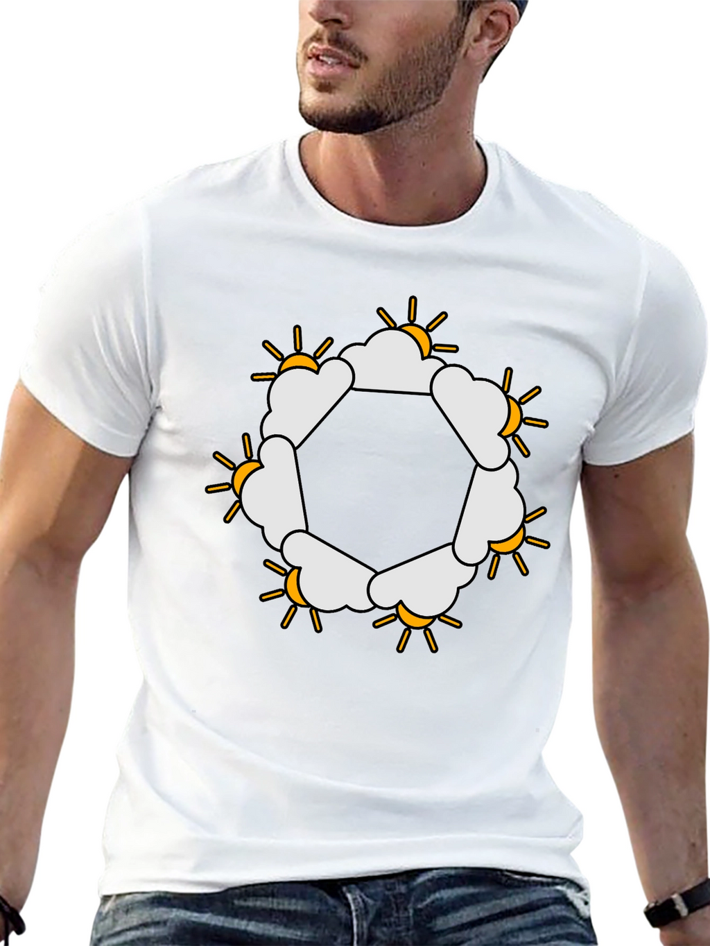 Sun & Clouds Hexagon Graphic Tee