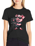 Pig Photographer Graphic T-Shirt