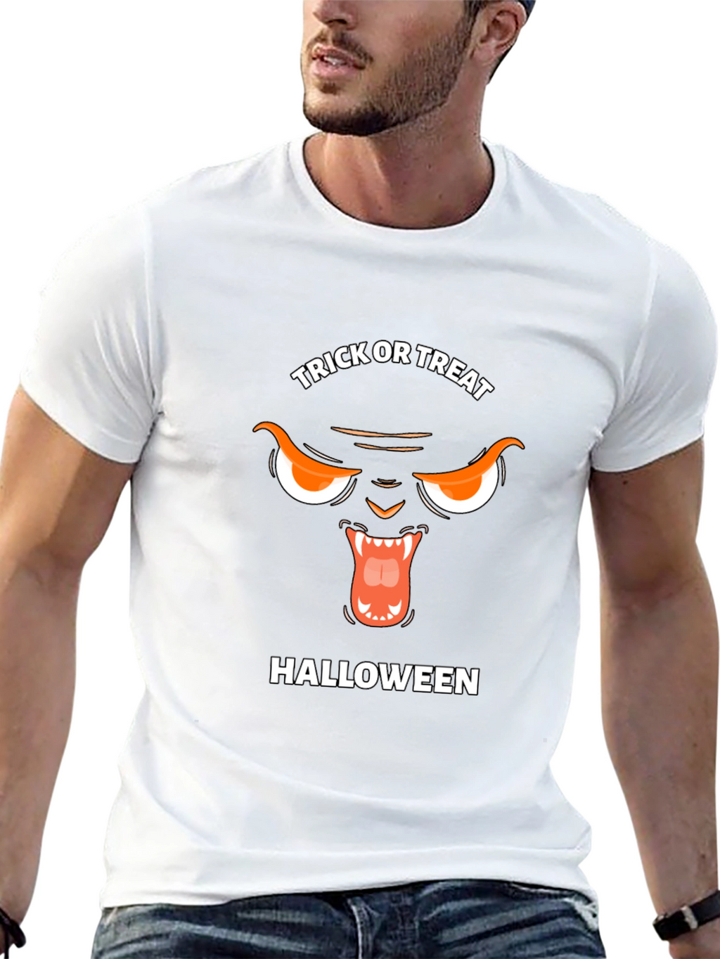 Halloween Trick or Treat Black Cat Graphic Tee