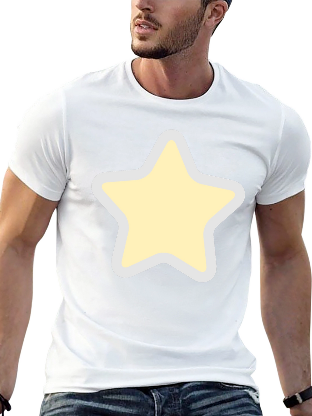 Black T-Shirt with Star Graphic