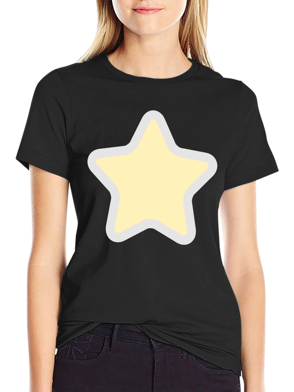 Black T-Shirt with Star Graphic