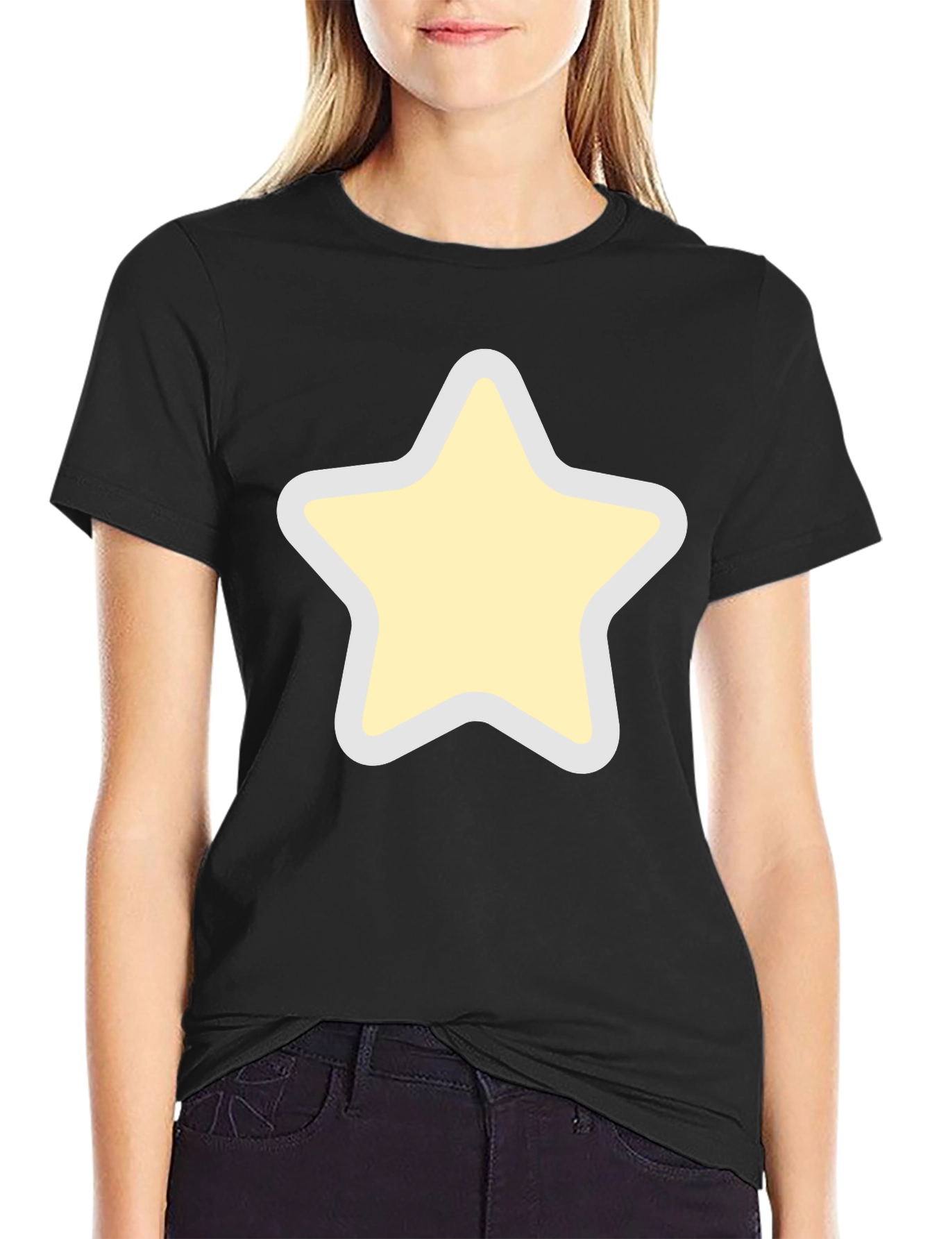 Black T-Shirt with Star Graphic