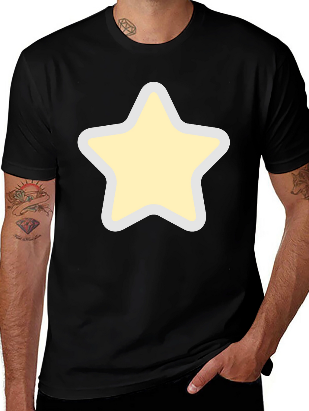 Black T-Shirt with Star Graphic