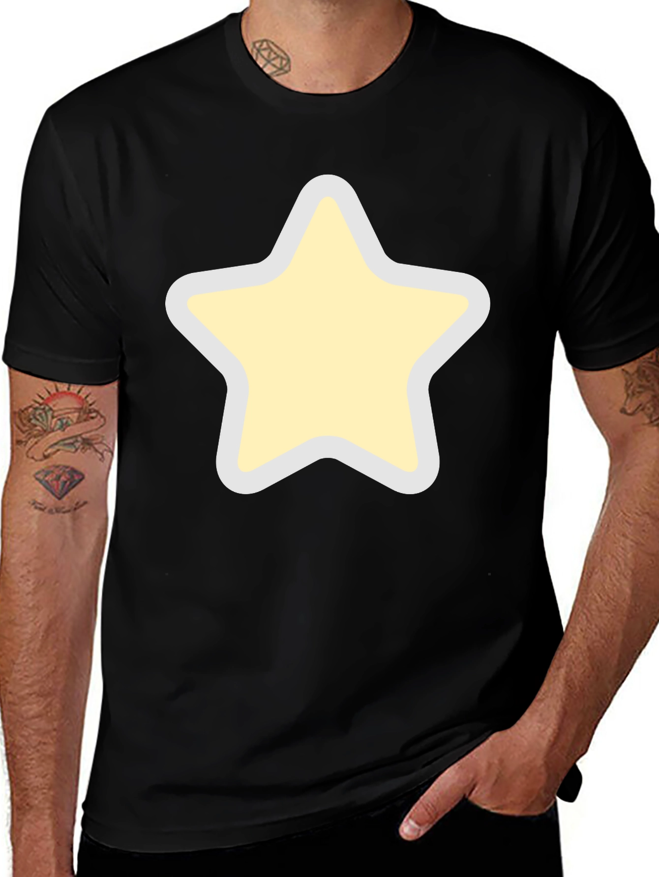 Black T-Shirt with Star Graphic