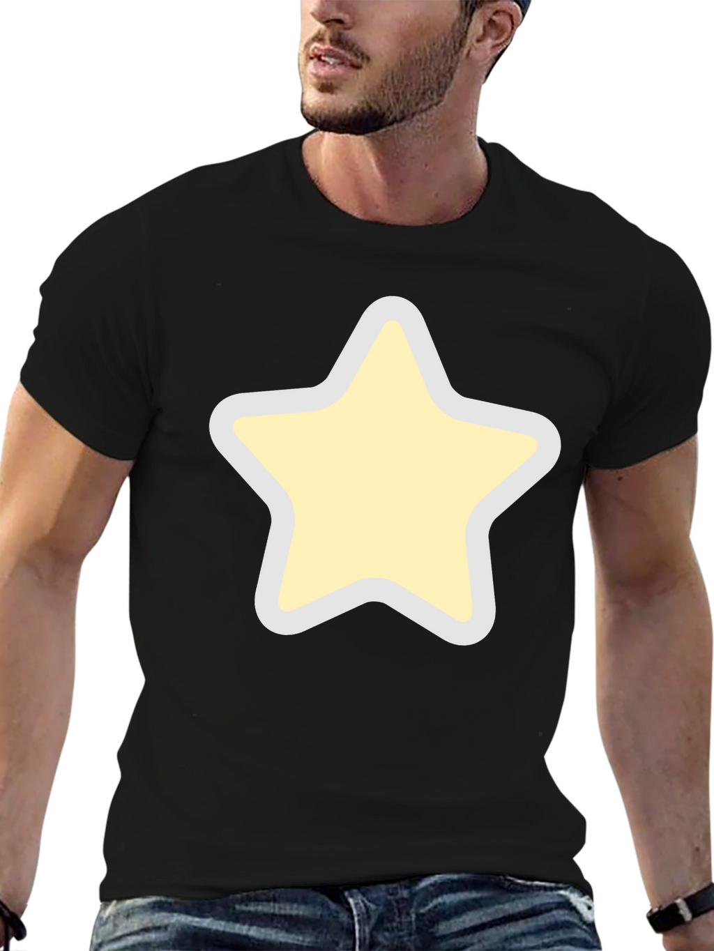 Black T-Shirt with Star Graphic