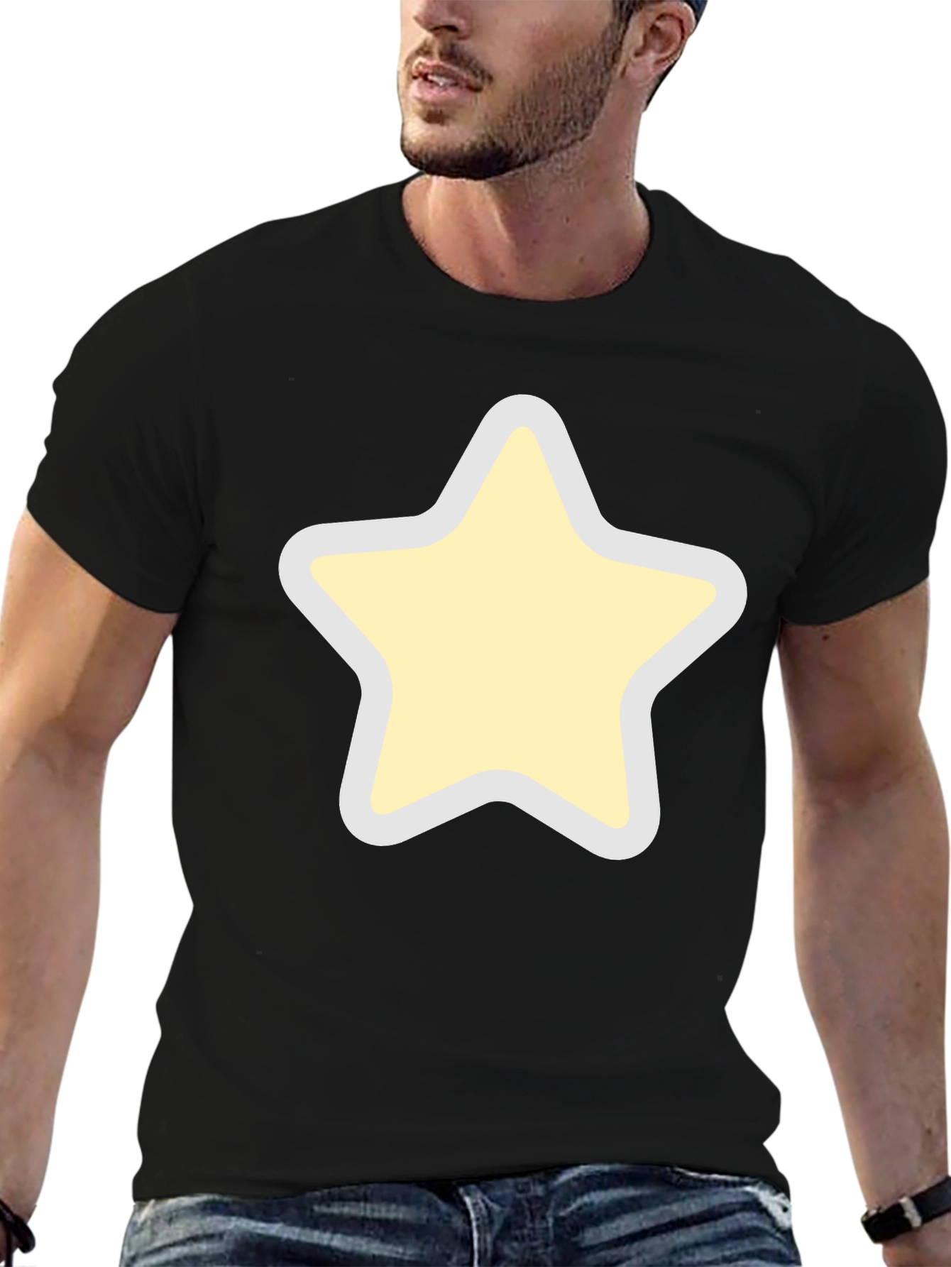 Black T-Shirt with Star Graphic