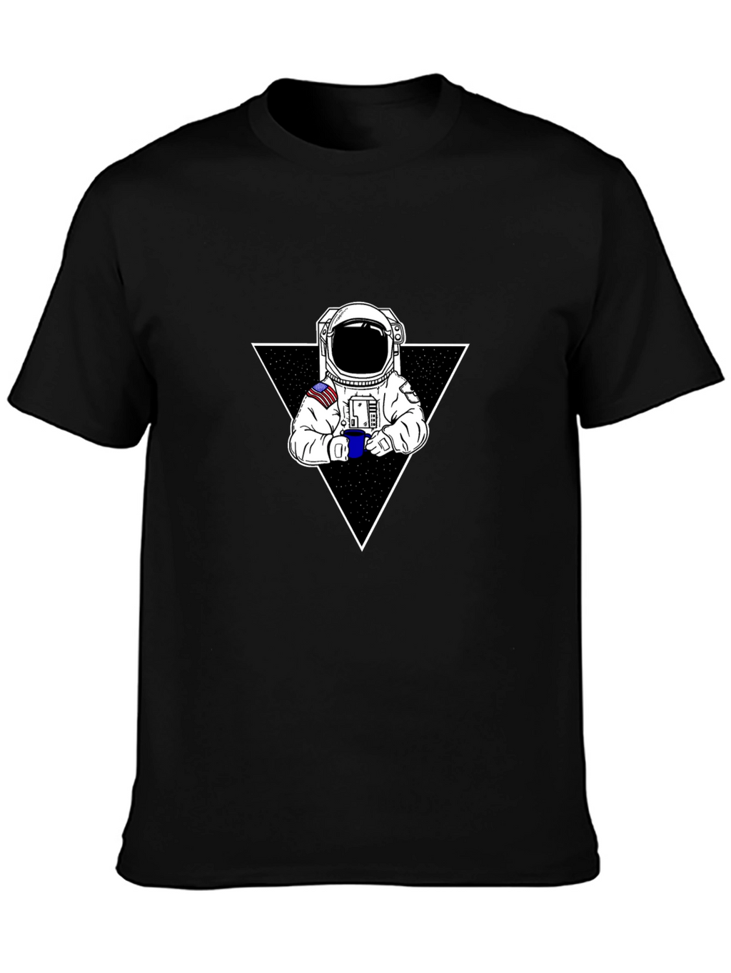 Astronaut Coffee Triangle Black T-Shirt