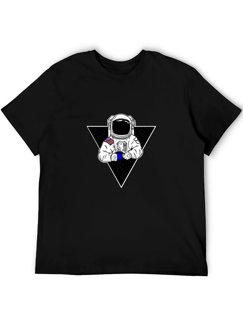 Astronaut Coffee Triangle Black T-Shirt