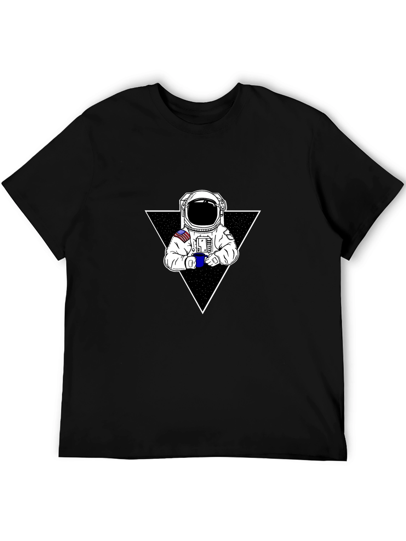 Astronaut Coffee Triangle Black T-Shirt