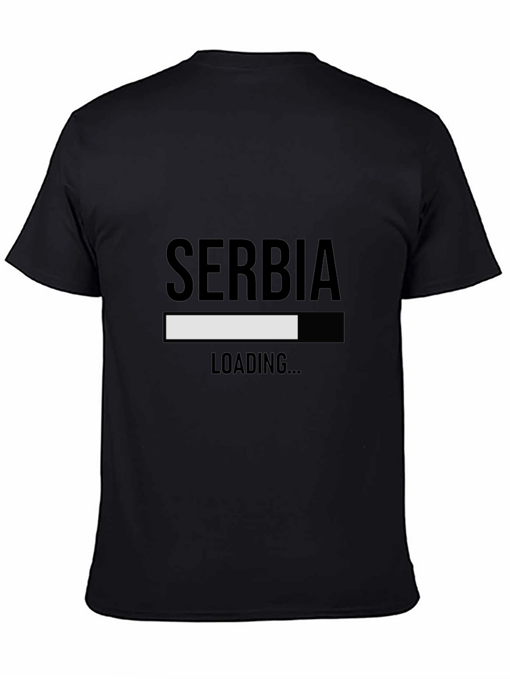 Serbia Loading Funny Graphic Tee - Black Cotton T-Shirt