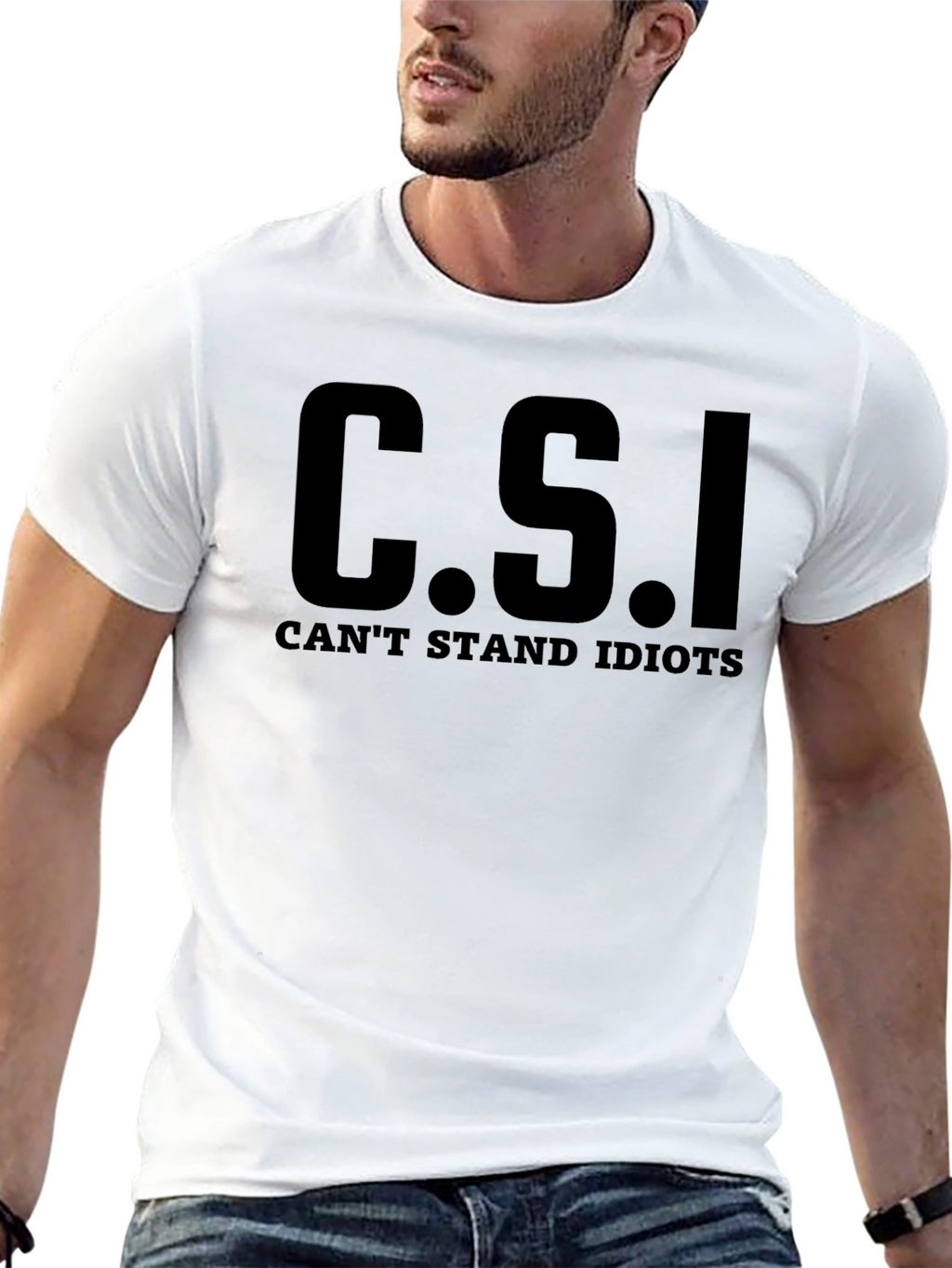 C.S.I. Cant Stand Idiots Graphic Novelty T-Shirt