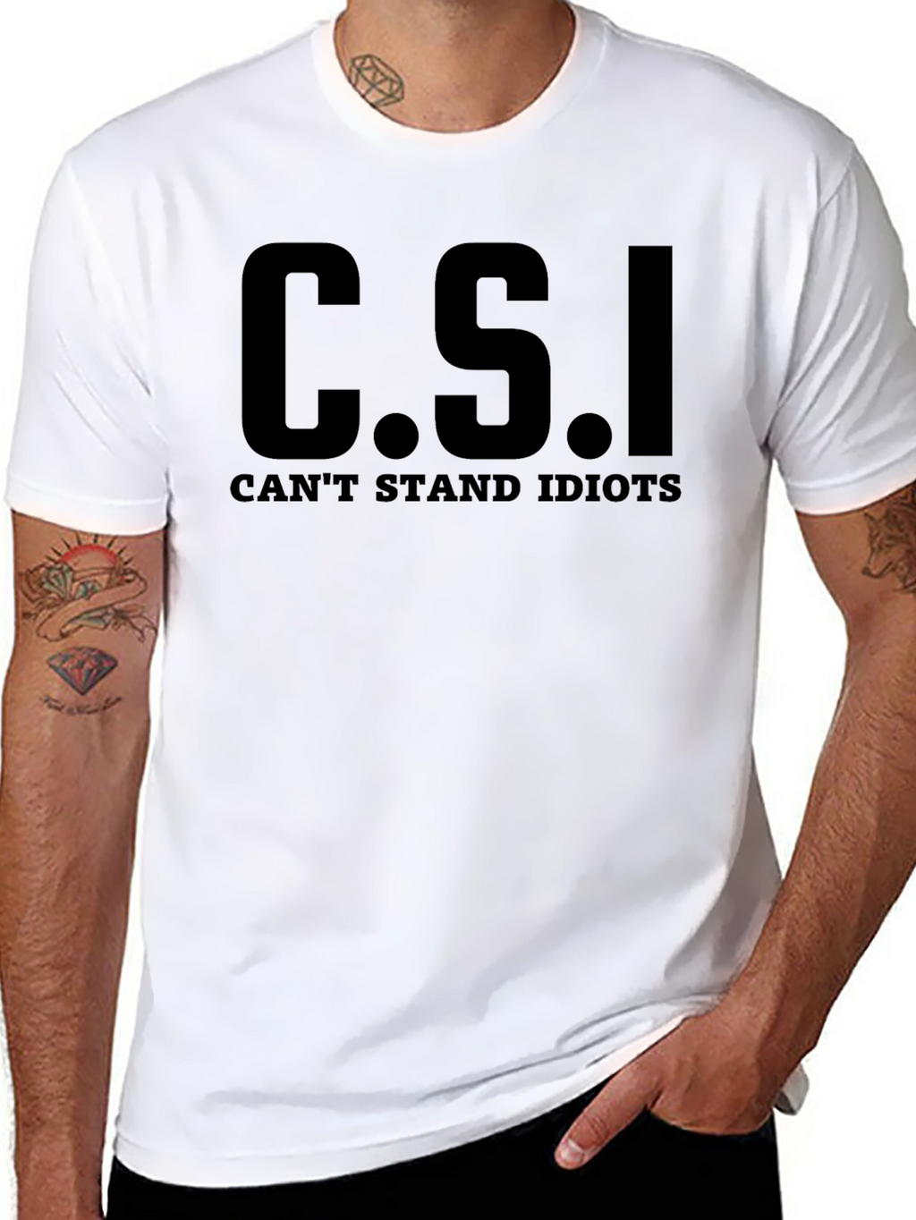 C.S.I. Cant Stand Idiots Graphic Novelty T-Shirt