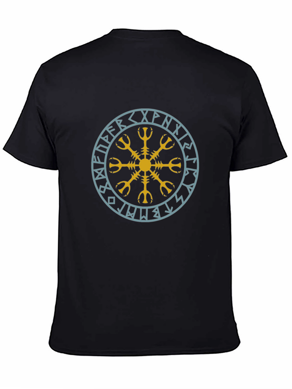 Viking Rune Circle Graphic Tee - Black