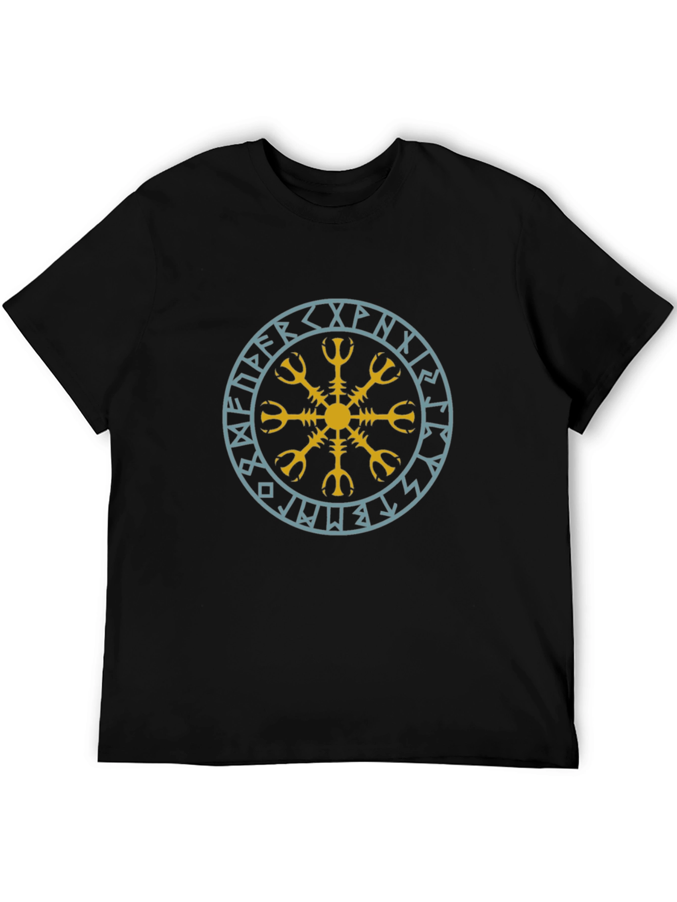 Viking Rune Circle Graphic Tee - Black