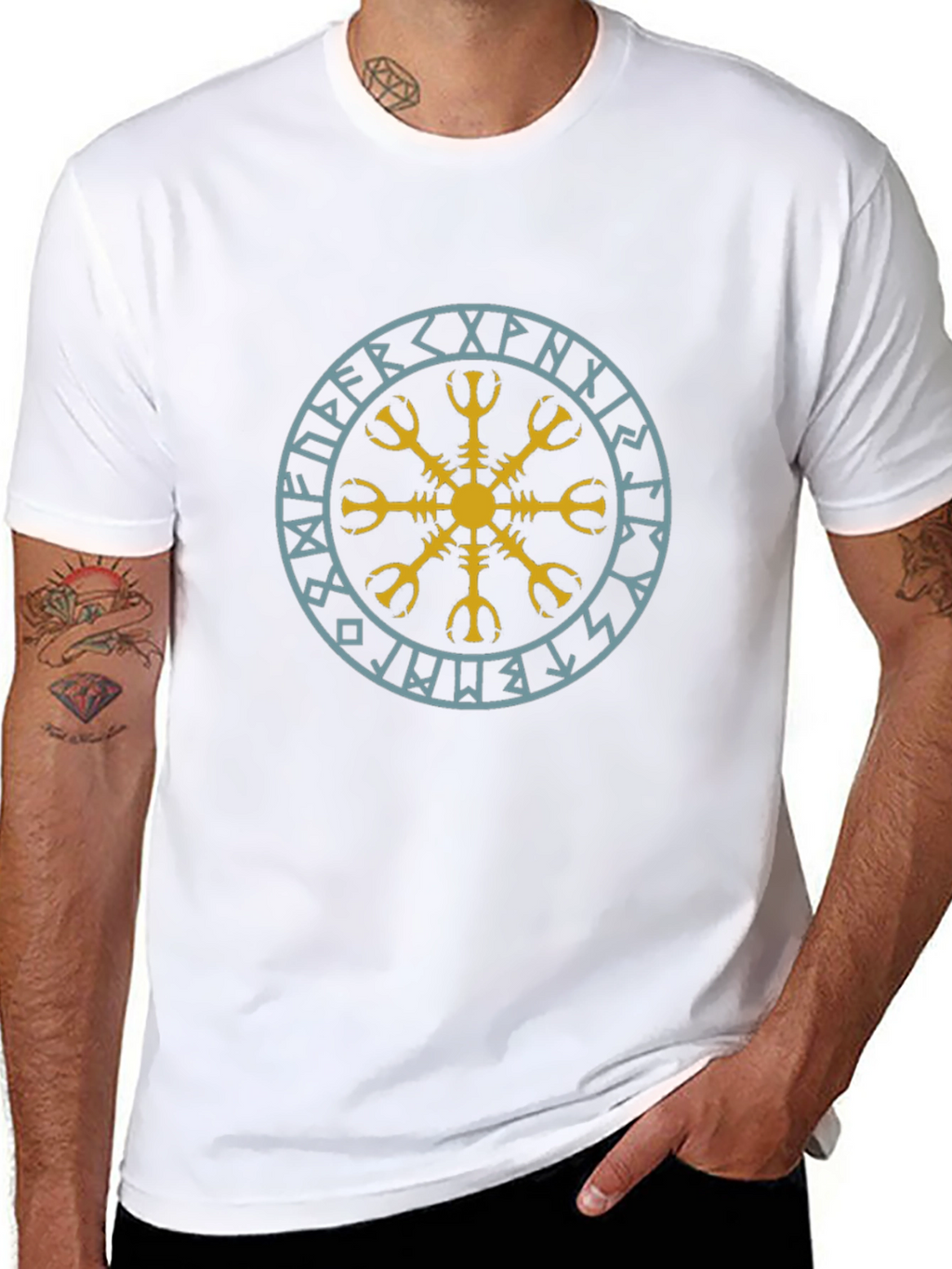 Viking Rune Circle Graphic Tee - Black