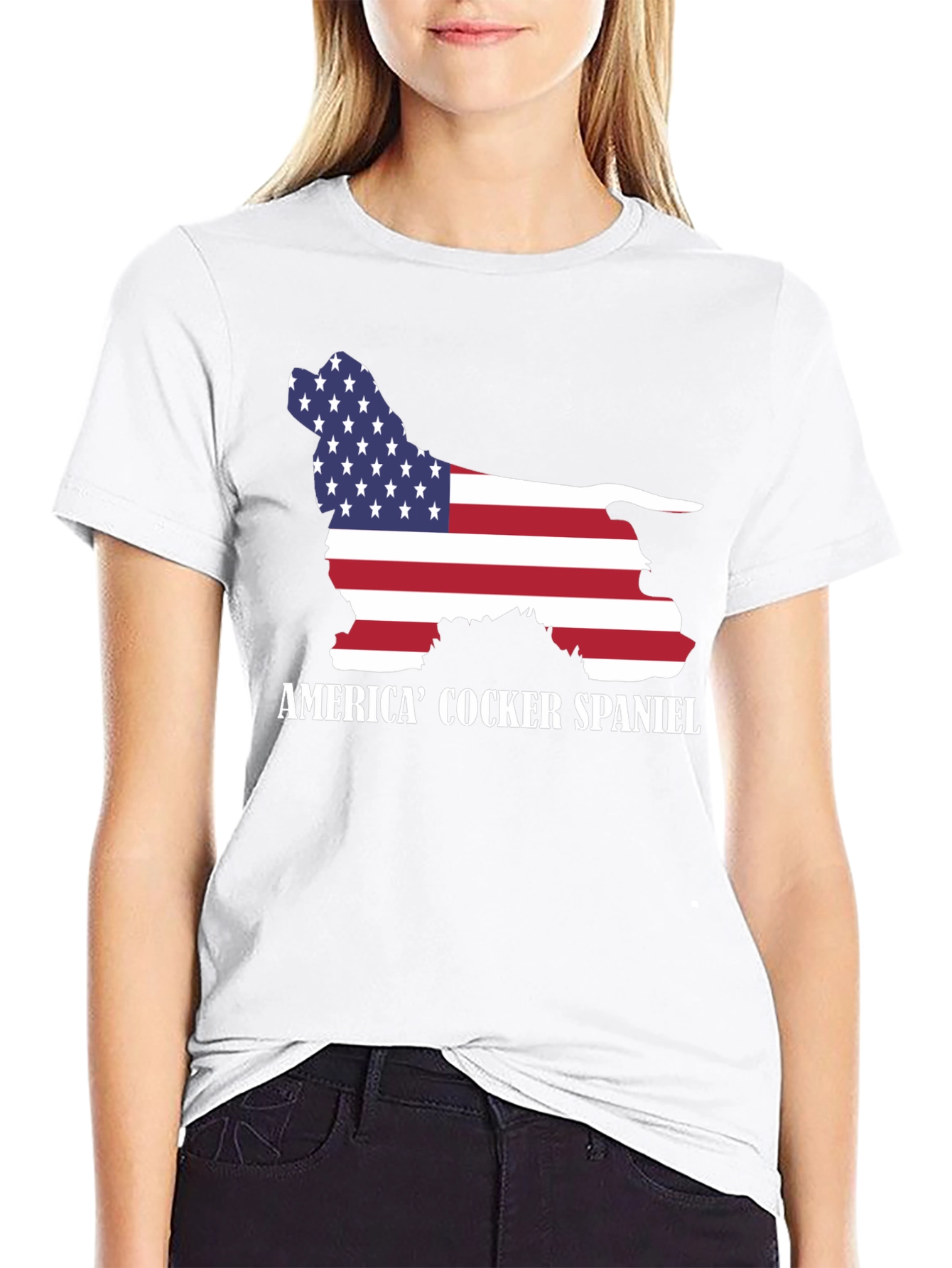 American Cocker Spaniel USA Flag T-Shirt