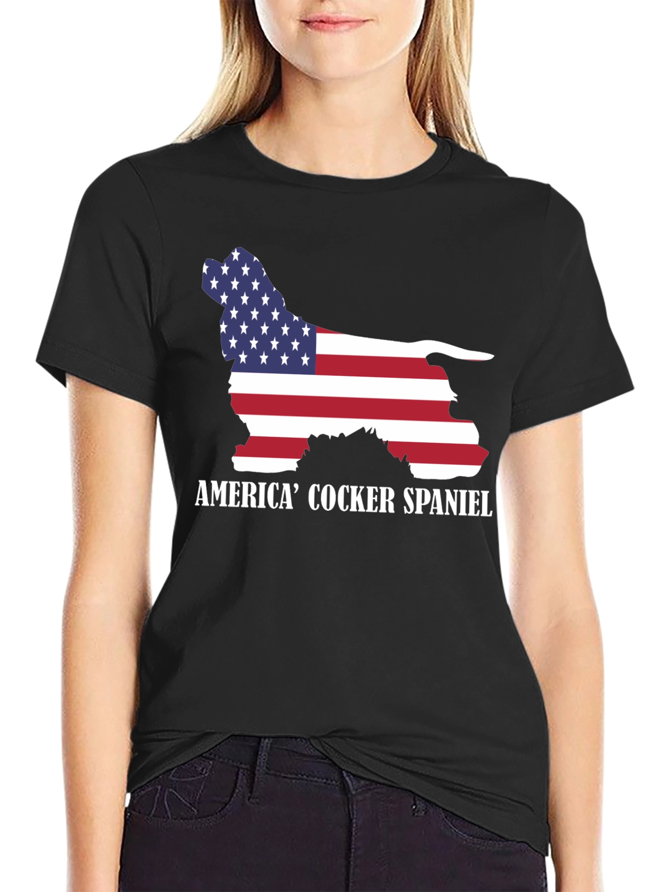 American Cocker Spaniel USA Flag T-Shirt