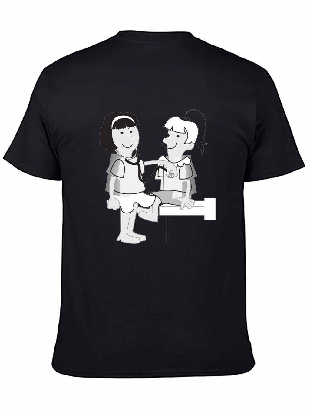 Cartoon Nurse Graphic T-Shirt - Classic Crew Neck