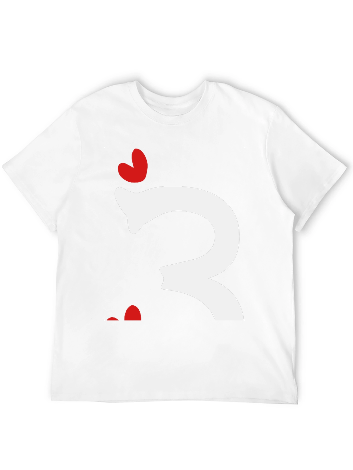 Quirky Heart Letter T-Shirt - Black Cotton Tee