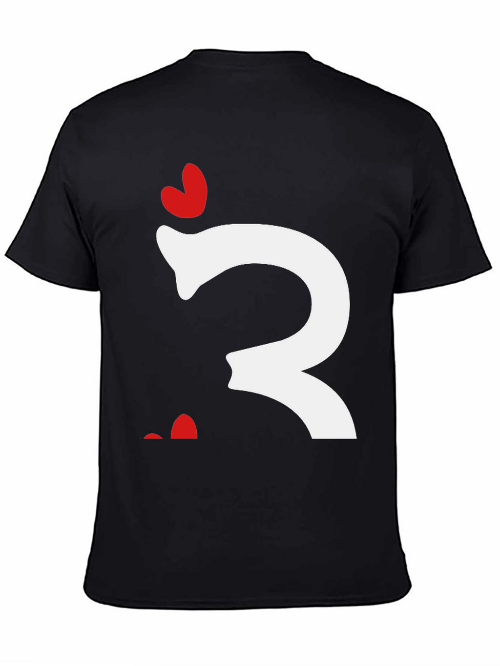 Quirky Heart Letter T-Shirt - Black Cotton Tee