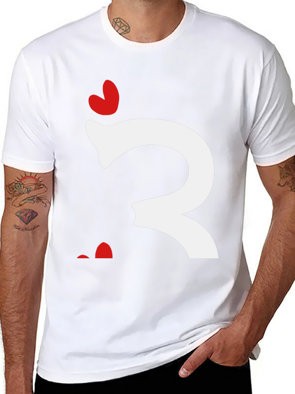 Quirky Heart Letter T-Shirt - Black Cotton Tee