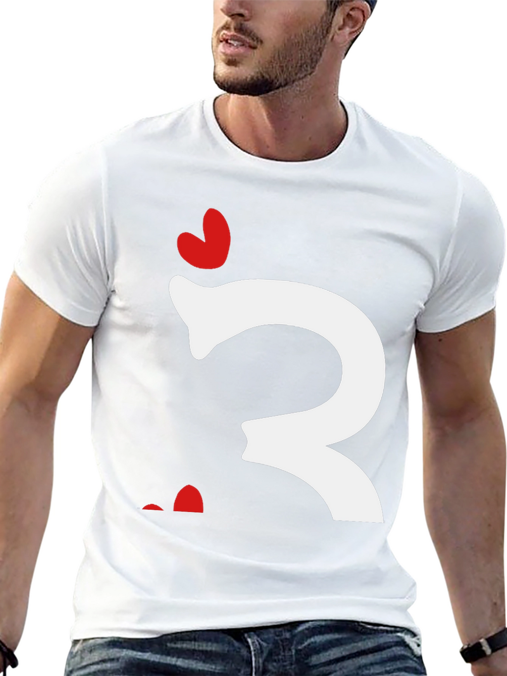 Quirky Heart Letter T-Shirt - Black Cotton Tee