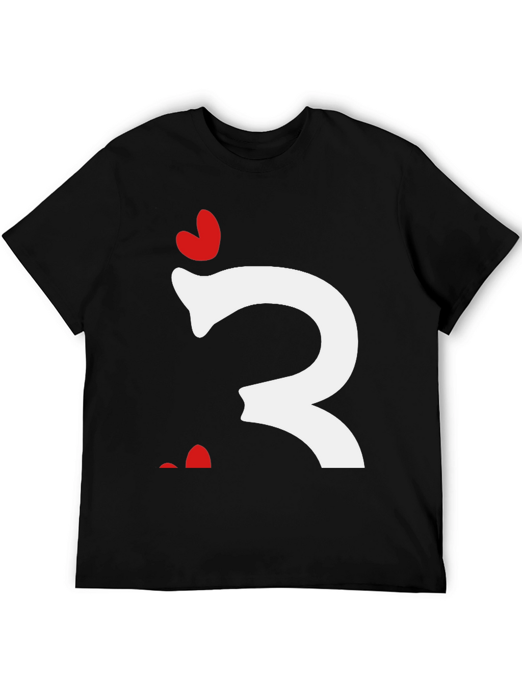 Quirky Heart Letter T-Shirt - Black Cotton Tee