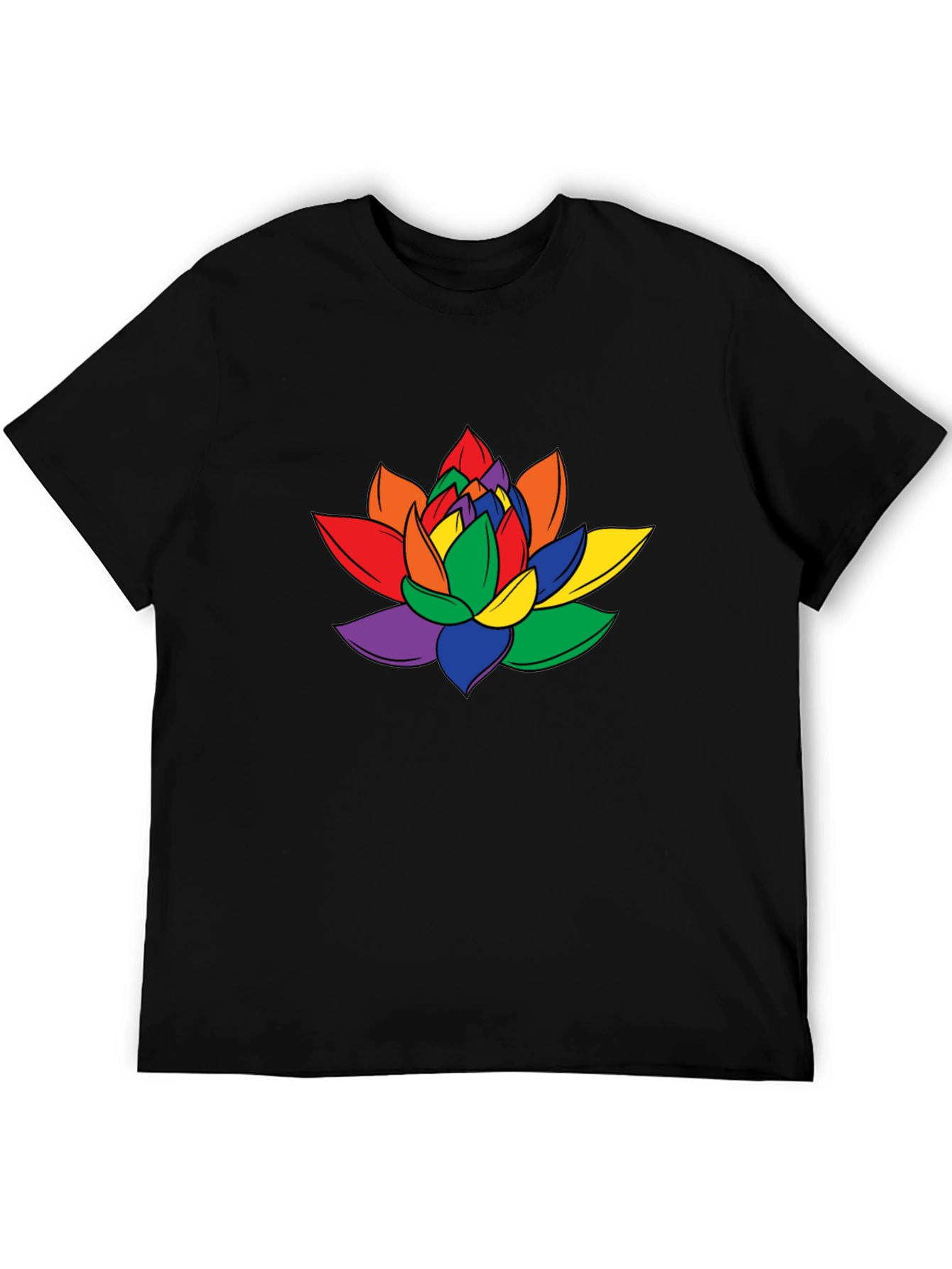 Rainbow Lotus Flower Graphic T-Shirt