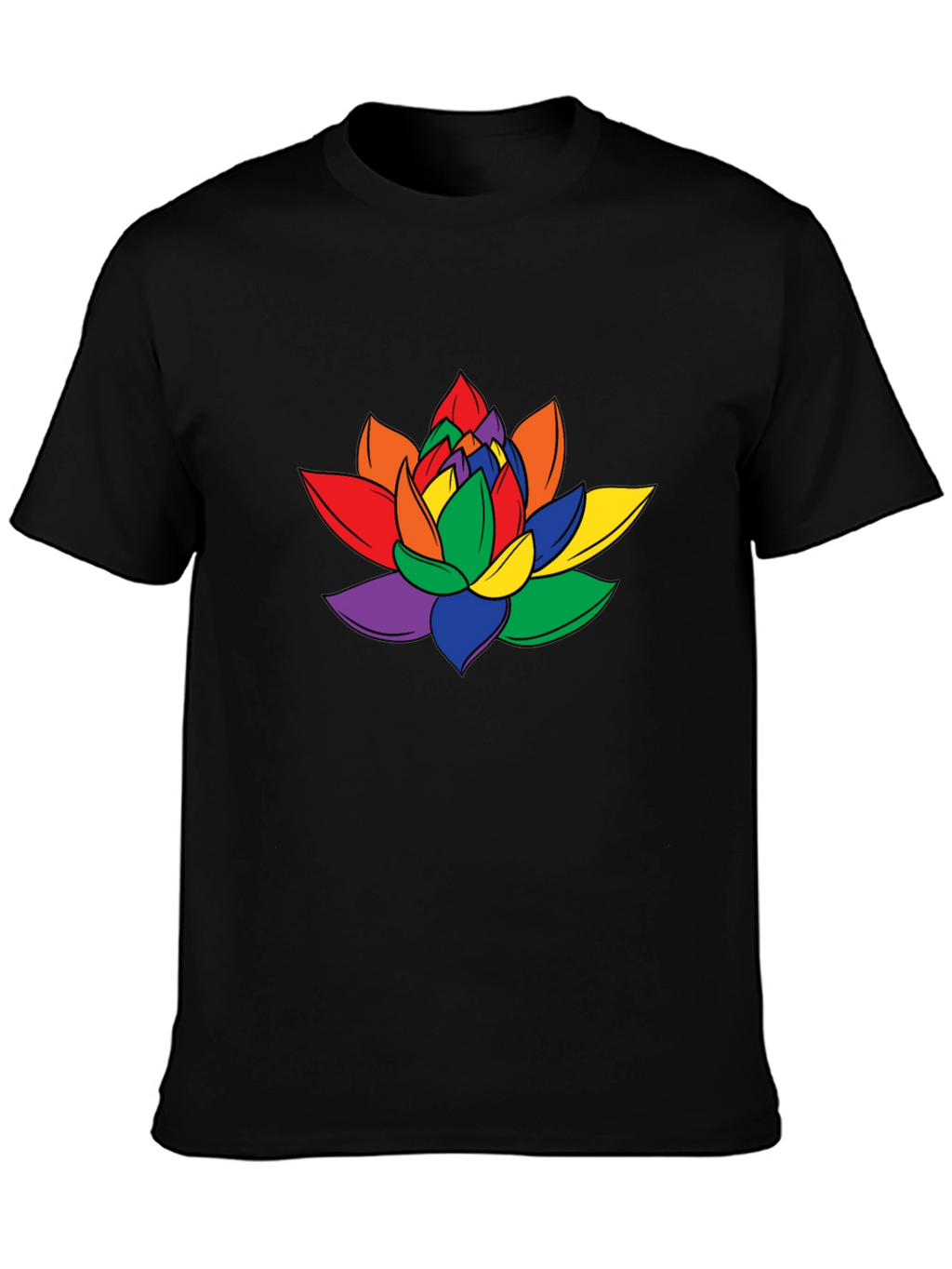 Rainbow Lotus Flower Graphic T-Shirt