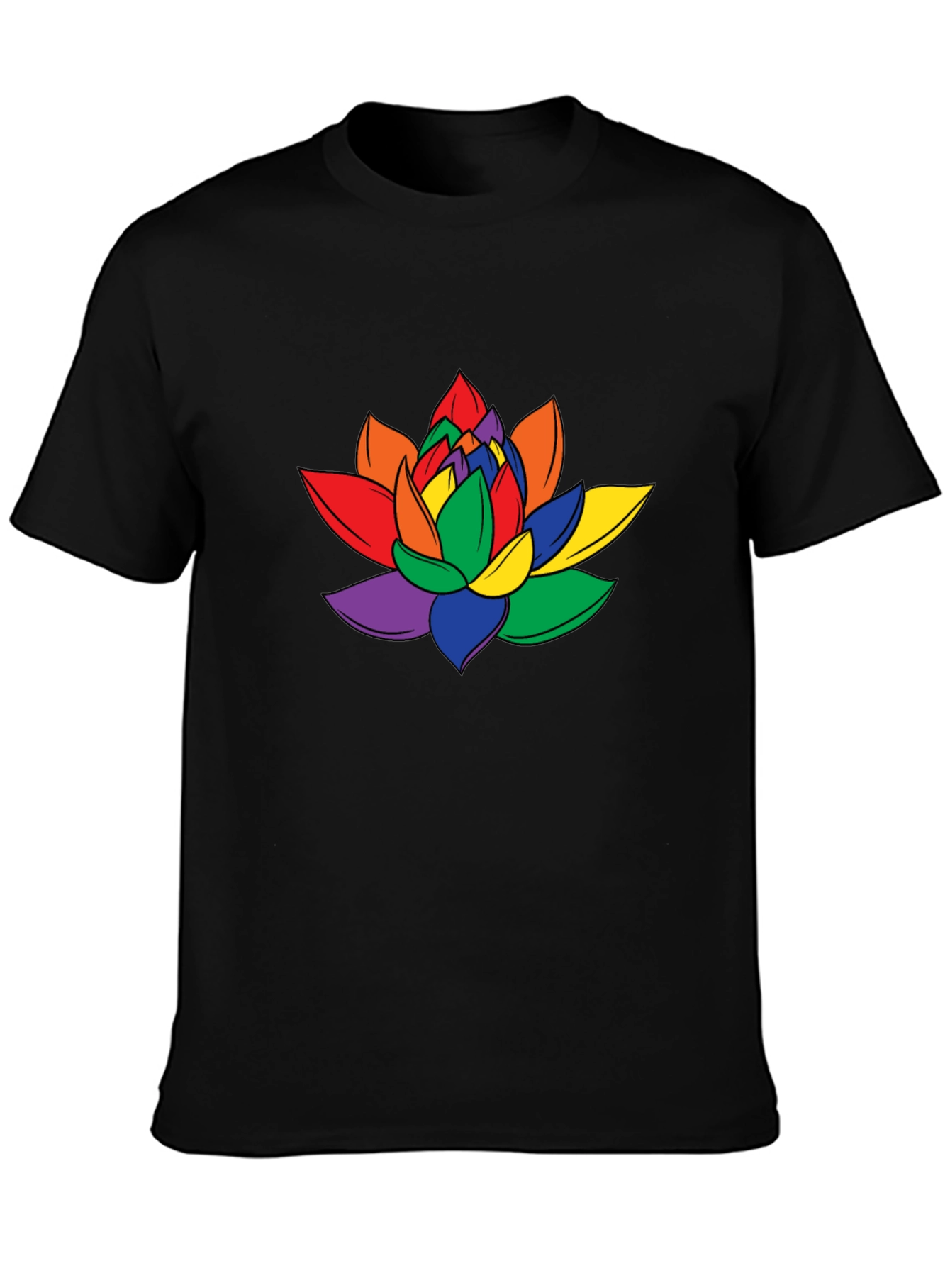 Rainbow Lotus Flower Graphic T-Shirt