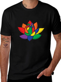Rainbow Lotus Flower Graphic T-Shirt