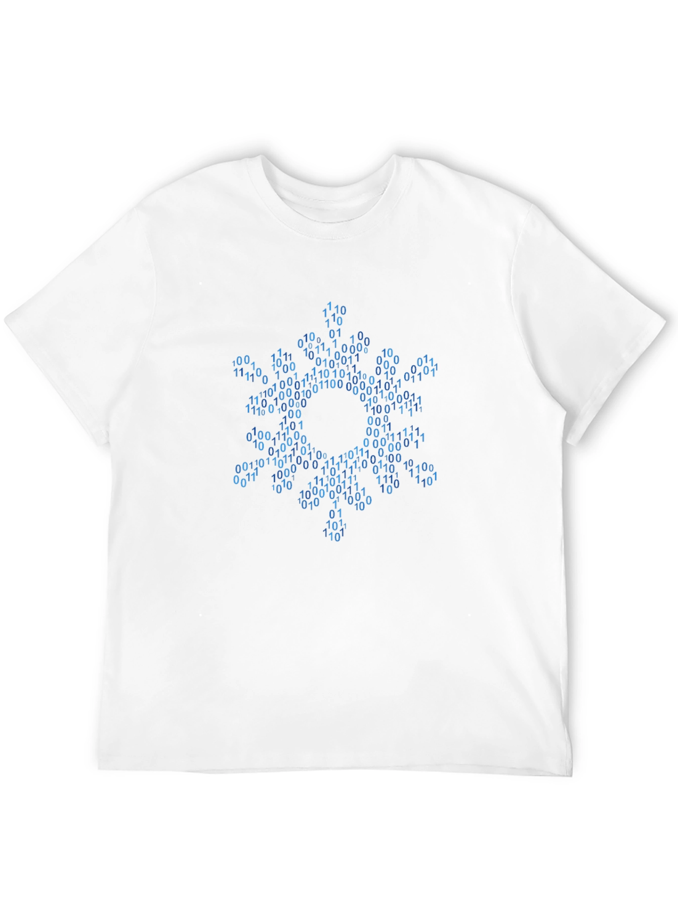 Binary Code Snowflake Black T-Shirt