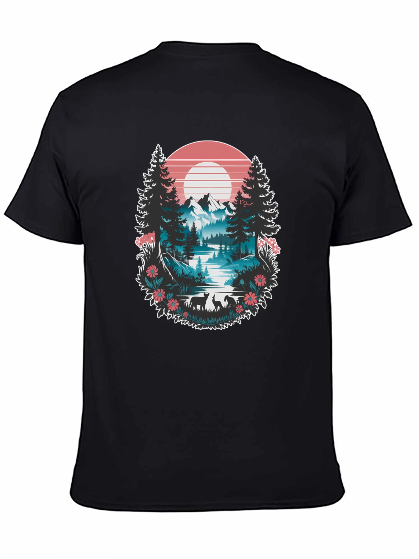 Nature Graphic Tee: Mountain Lake Scene