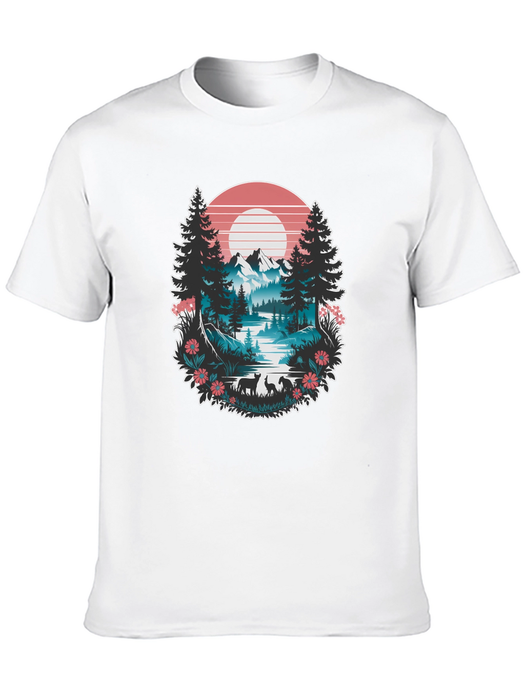 Nature Graphic Tee: Mountain Lake Scene