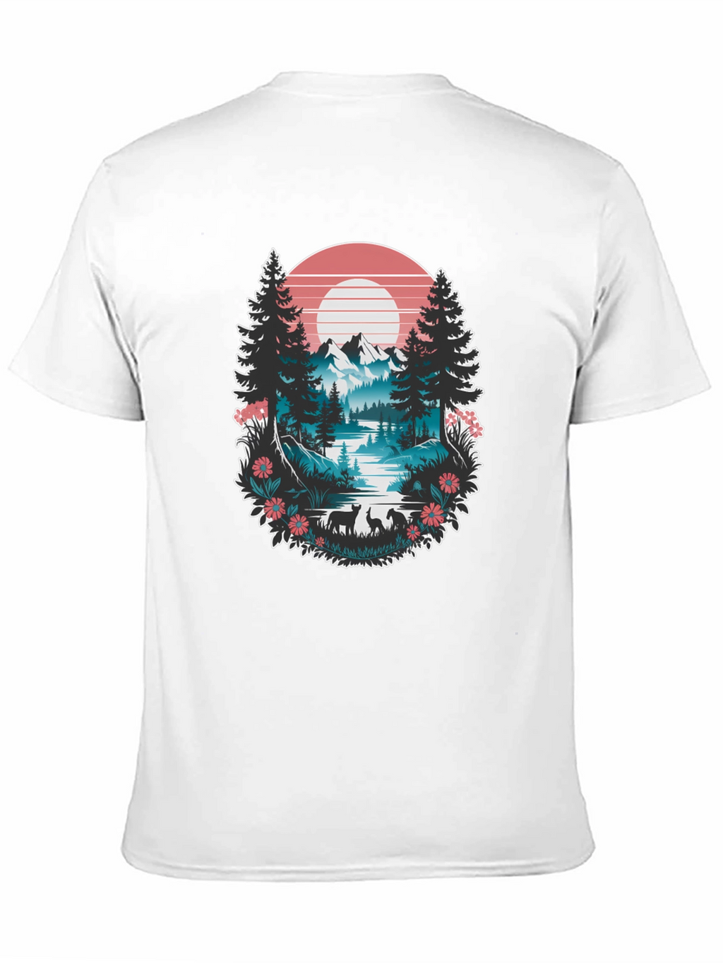 Nature Graphic Tee: Mountain Lake Scene