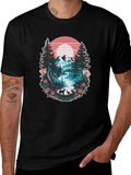 Nature Graphic Tee: Mountain Lake Scene