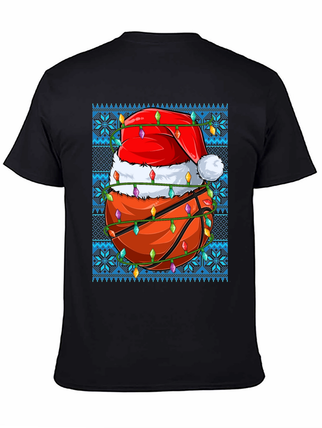 Festive Basketball Santa Hat Ugly Christmas T-Shirt