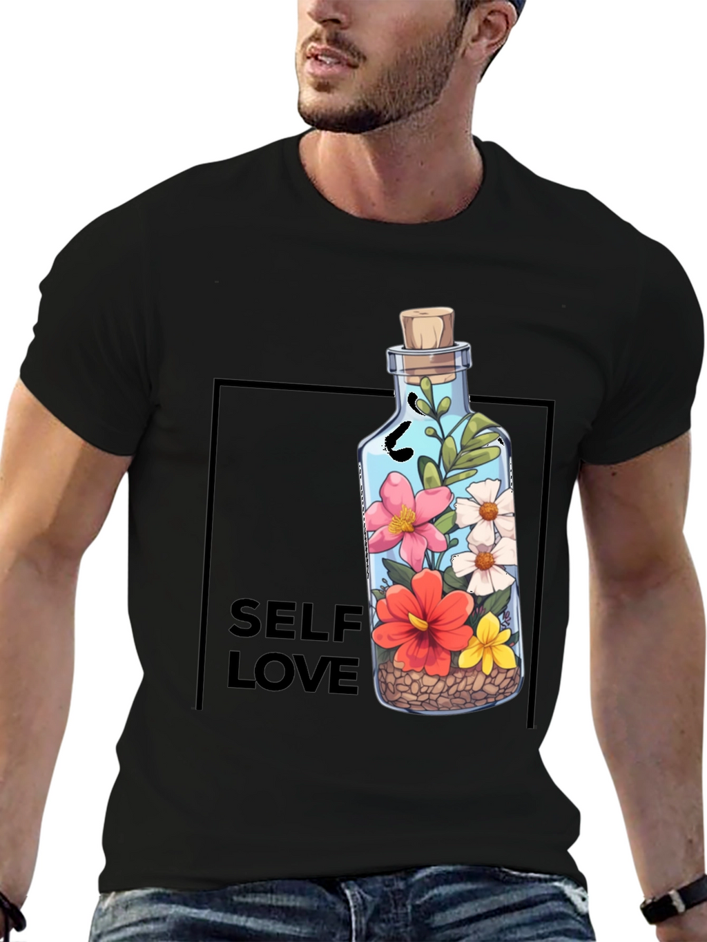Self Love Graphic Tee - Floral Bottle Design
