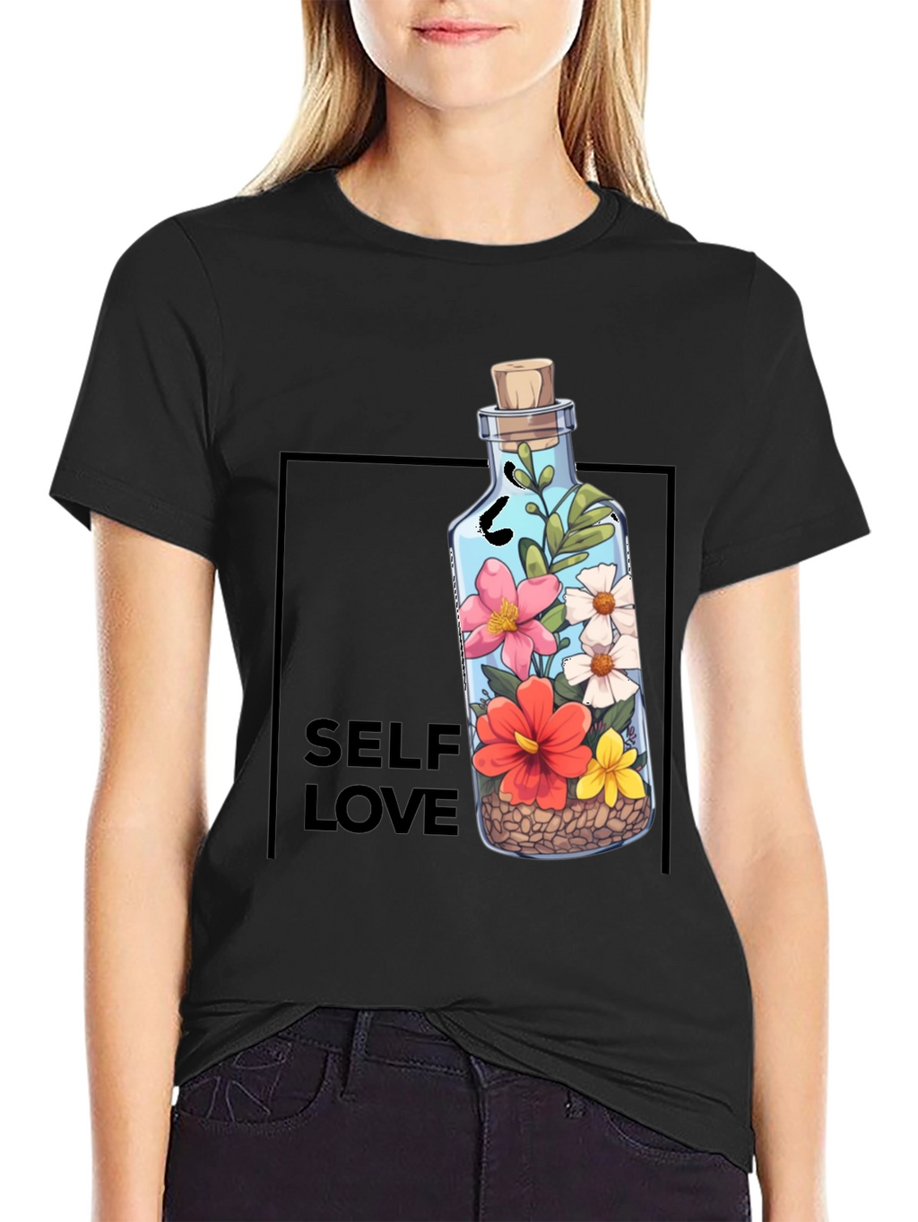 Self Love Graphic Tee - Floral Bottle Design