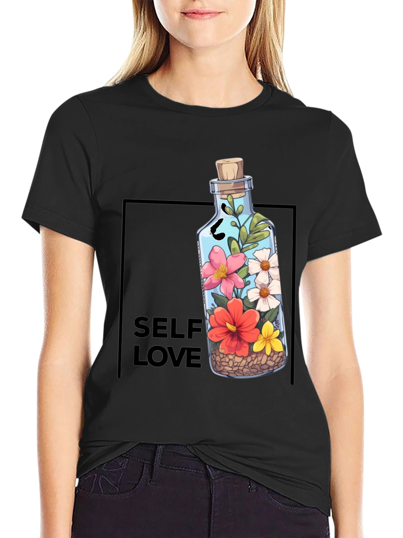 Self Love Graphic Tee - Floral Bottle Design