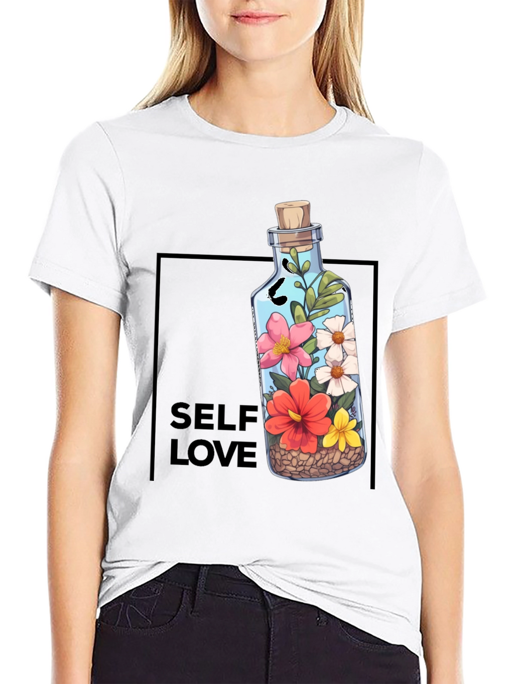 Self Love Graphic Tee - Floral Bottle Design