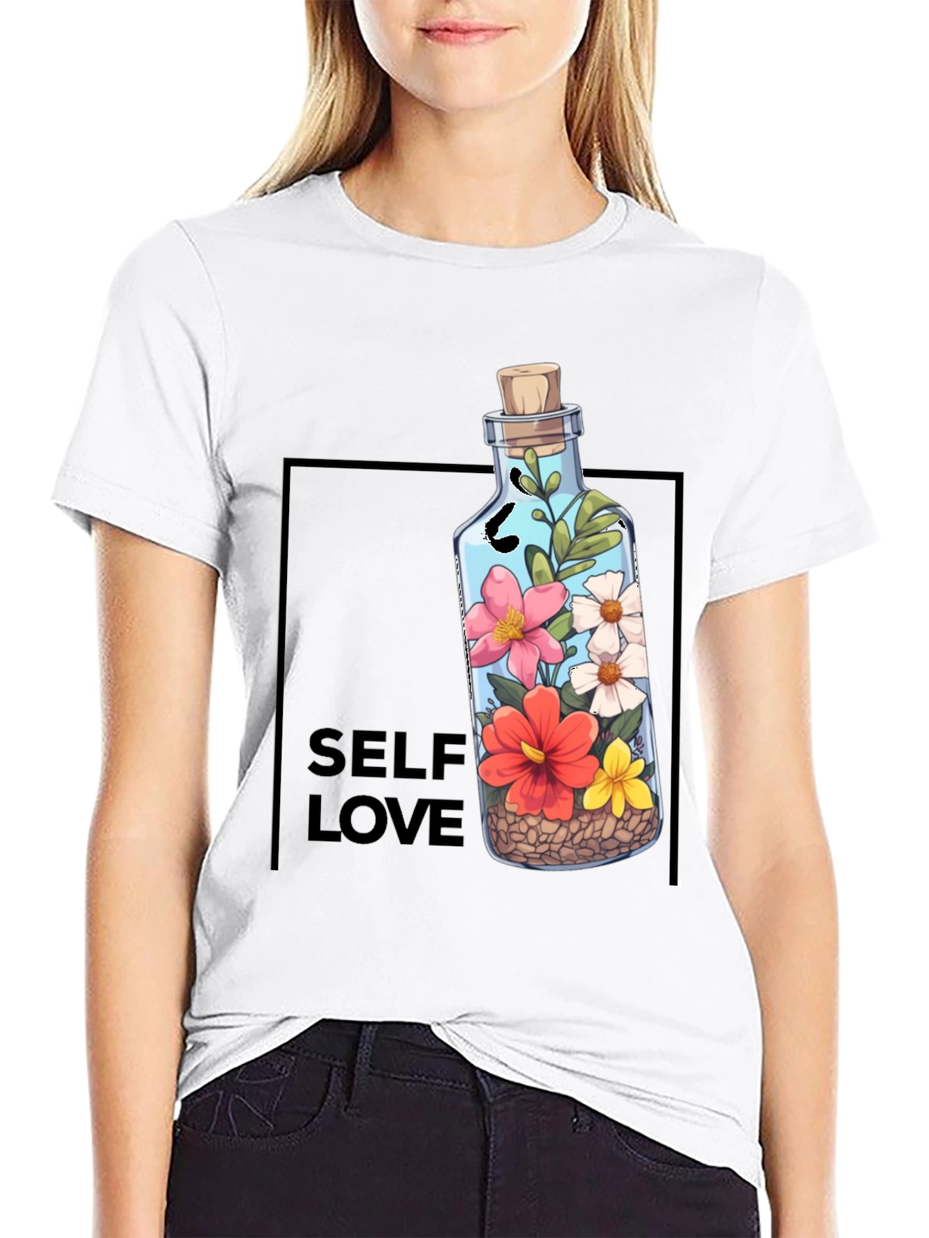 Self Love Graphic Tee - Floral Bottle Design