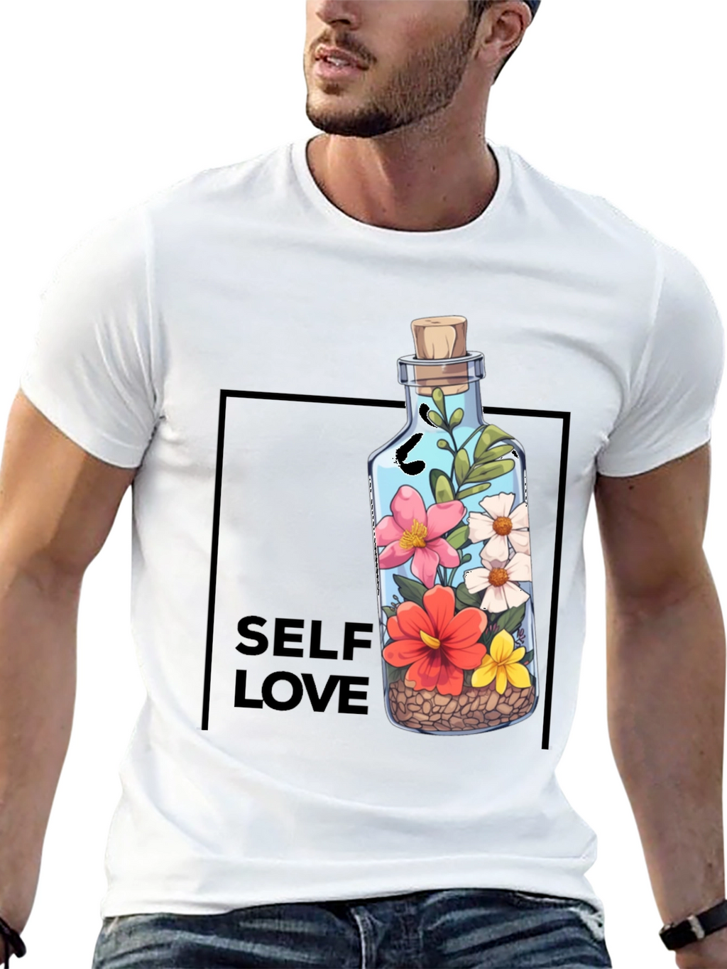 Self Love Graphic Tee - Floral Bottle Design