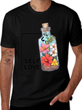 Self Love Graphic Tee - Floral Bottle Design