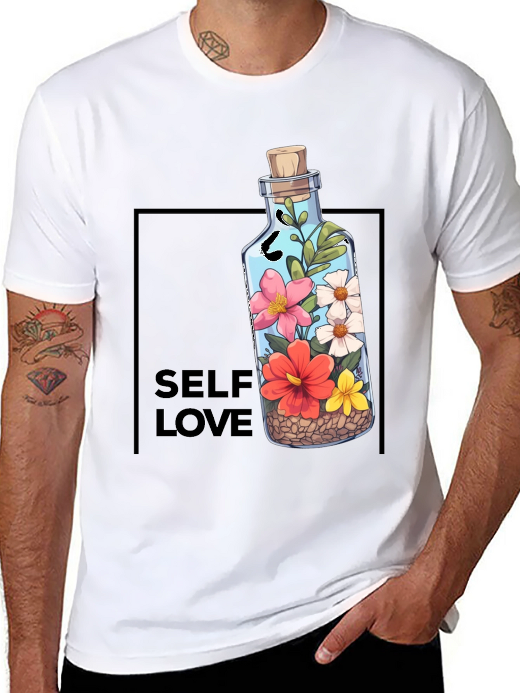 Self Love Graphic Tee - Floral Bottle Design