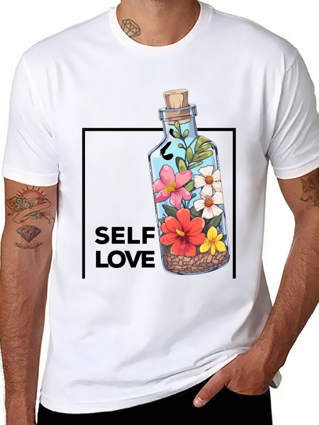 Self Love Graphic Tee - Floral Bottle Design