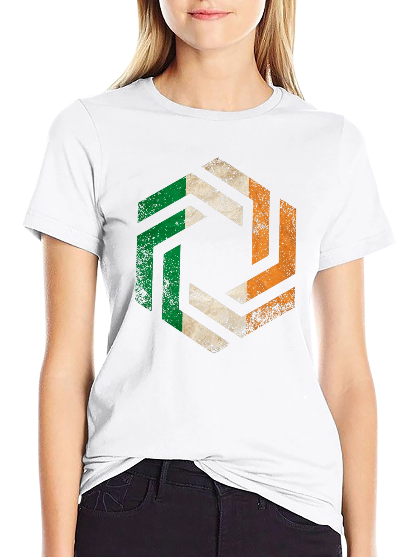 Irish Pride Hexagon Tee - Ireland Flag Graphic T-Shirt