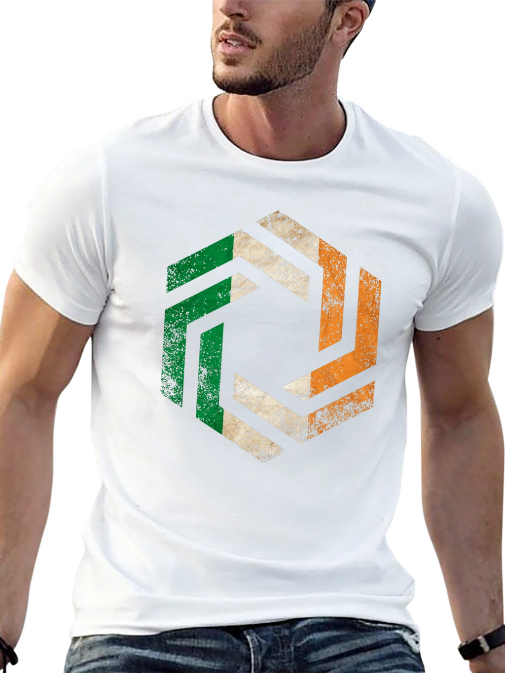 Irish Pride Hexagon Tee - Ireland Flag Graphic T-Shirt