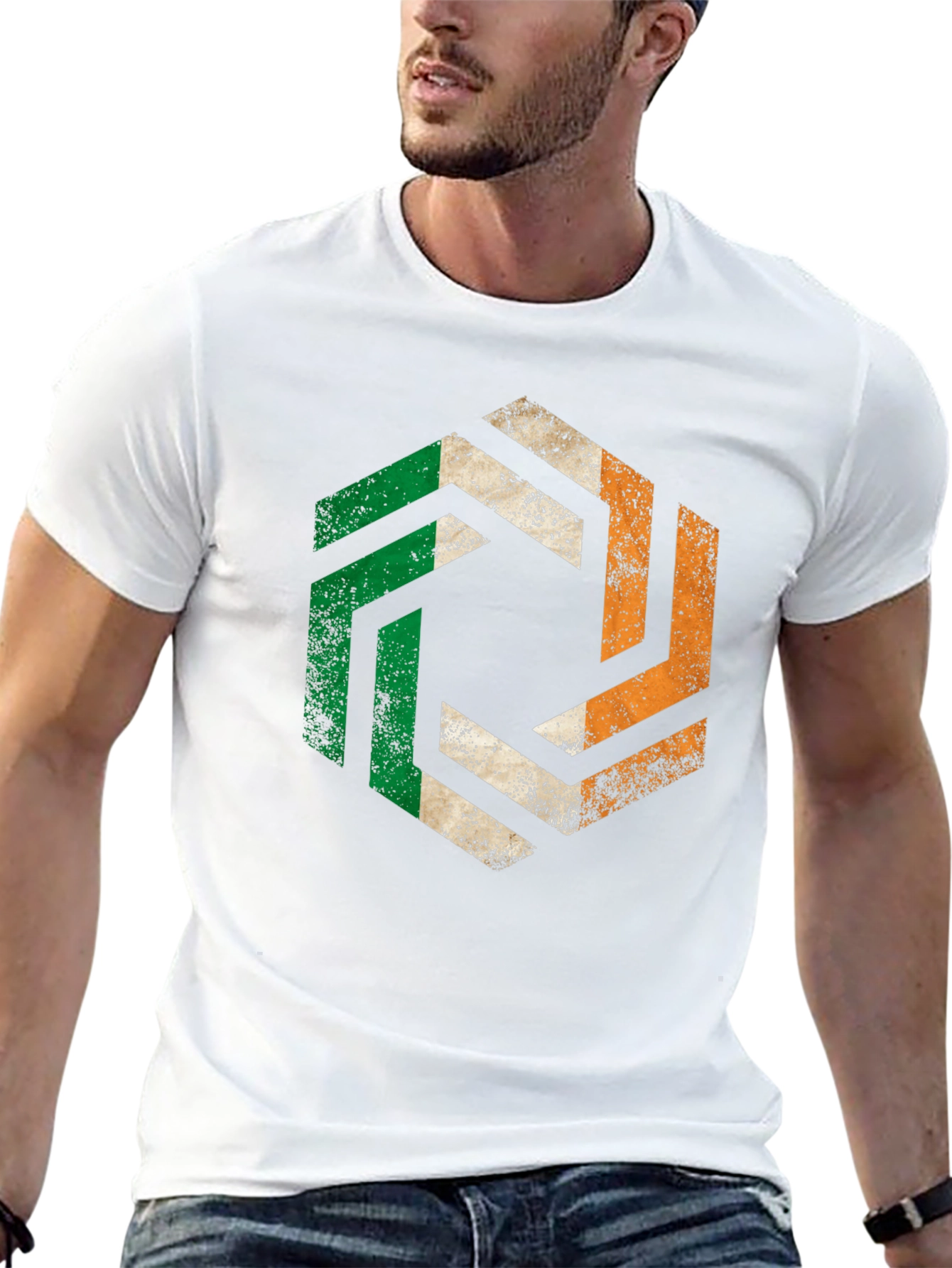 Irish Pride Hexagon Tee - Ireland Flag Graphic T-Shirt